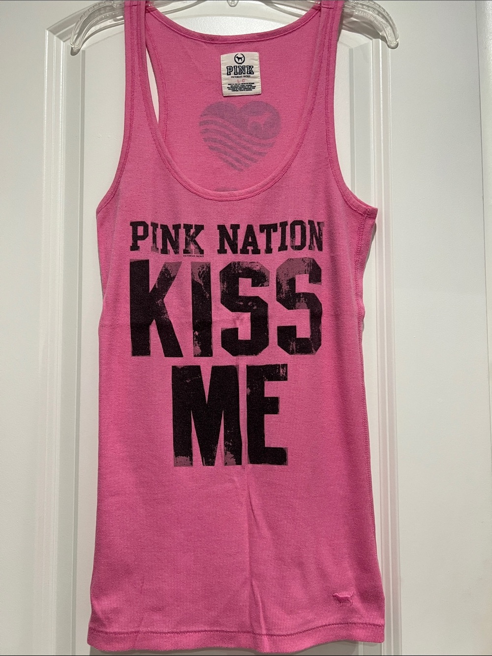 PINK Victoria's Secret Pink Graphic 'KISS ME' Tank Top
